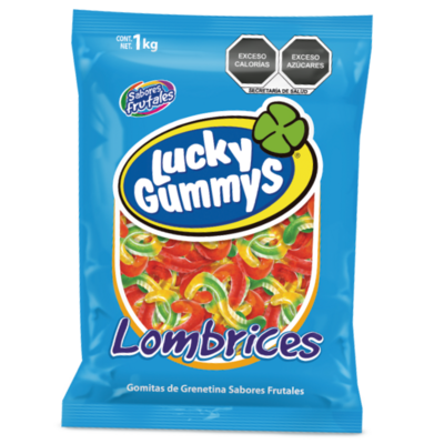 Gomita Lucky Gummys Lombrices Frutales Con Grenetina 1kg