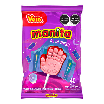 Paleta Vero Manita De La Suerte 40 Pz