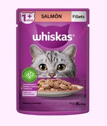 Whiskas Salmon, Caja con 8 sobres.