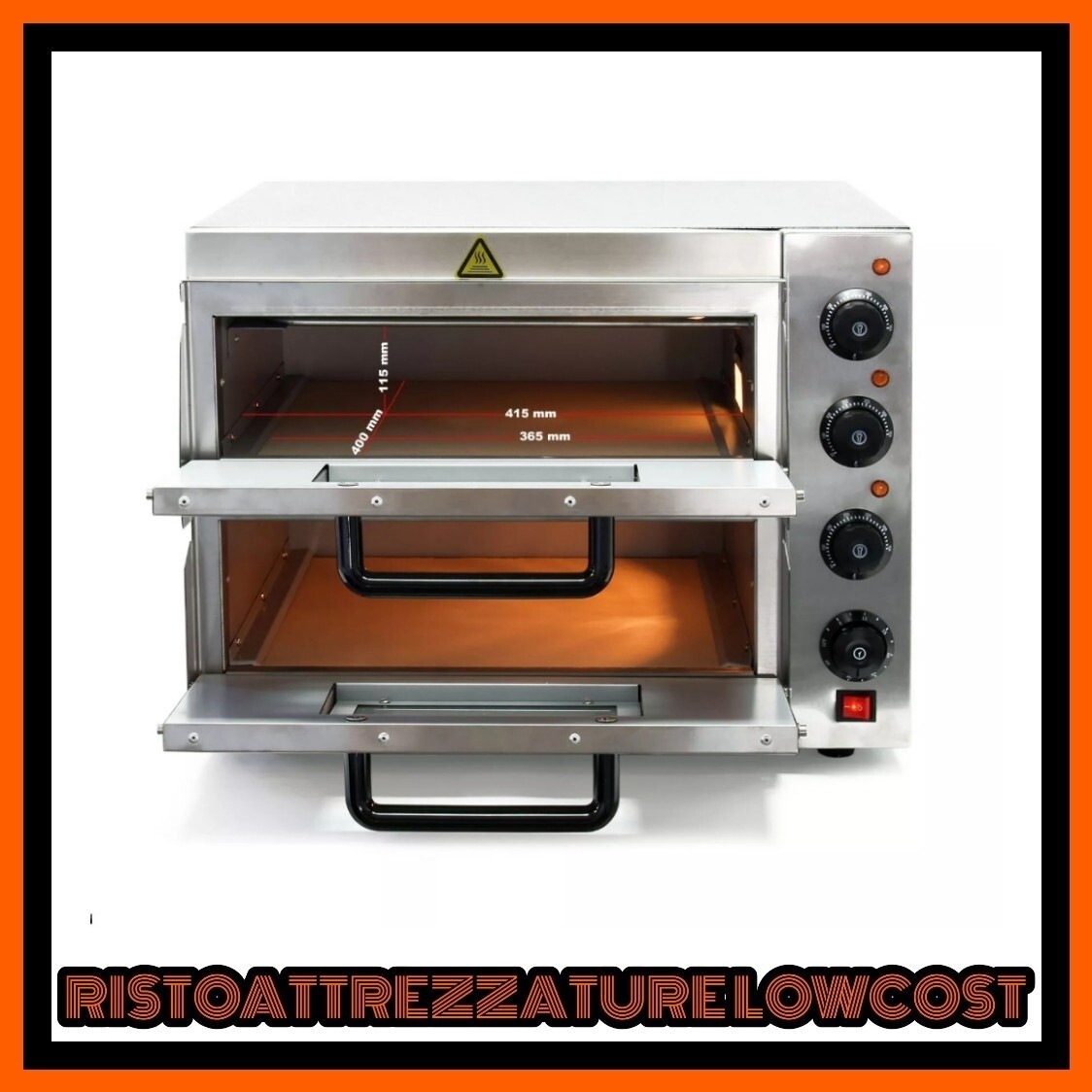 Fornetto elettrico professionale per pizza con pietra Refrattaria a 2  camere inox 230v