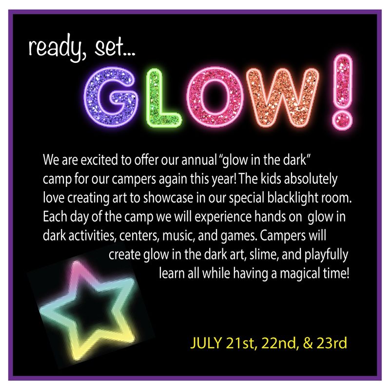 Week #8/Ready, Set, GLOW in the Dark Preschool Camp
