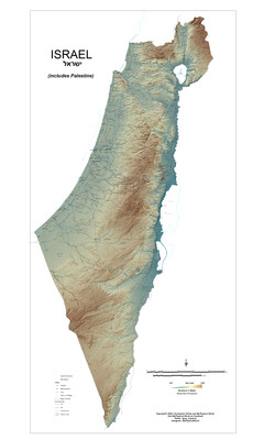 Modern Topography Map of Israel (315K Scale)