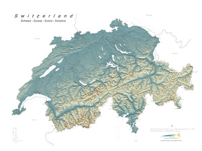 Switzerland Topographic Relief Map (316,800 Scale)