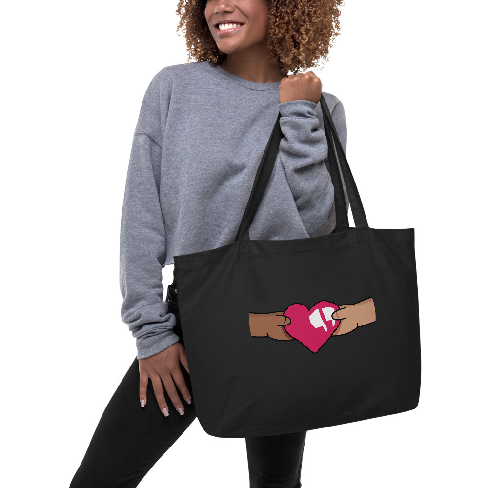 SHARE THE CARE - Large organic tote bag, Color: Black