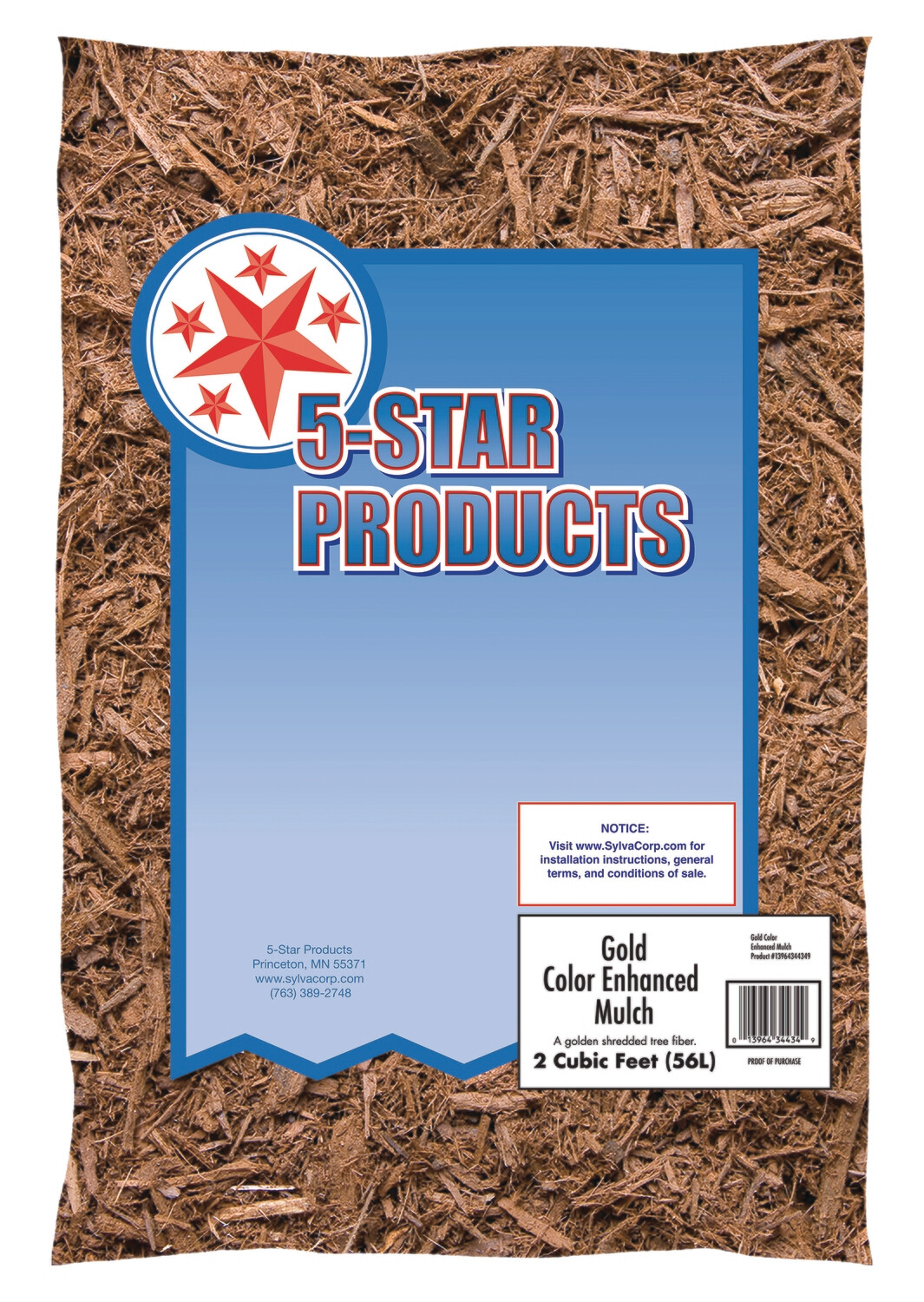 Five Star Gold Colored Mulch 2 Cu Ft Bags