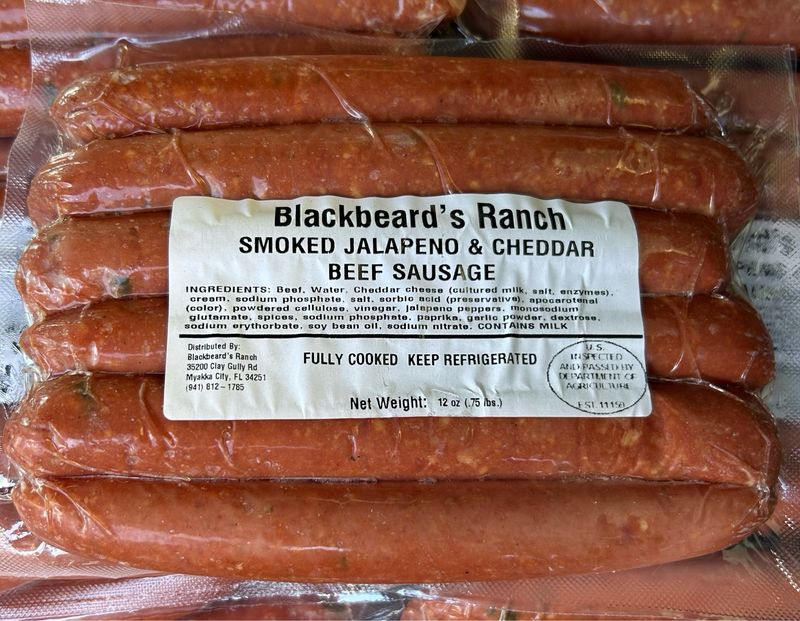 Blackbeard’s Smoked Jalepeno And Cheddar Beef Sausage