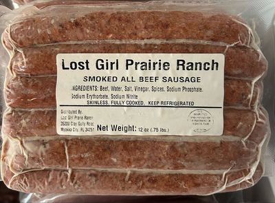 Lost Girl Prairie All Beef Sausage. 6 Links. 12 oz. Frozen