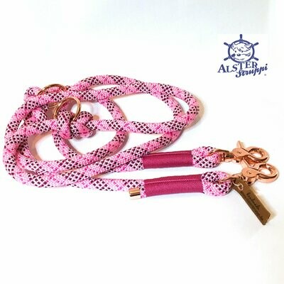 Hundeleine verstellbar rosa bordeaux pink weiß AlsterStruppi British Style