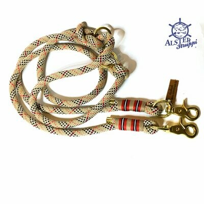 Hundeleine verstellbar beige rot schwarz weiß AlsterStruppi British Style
