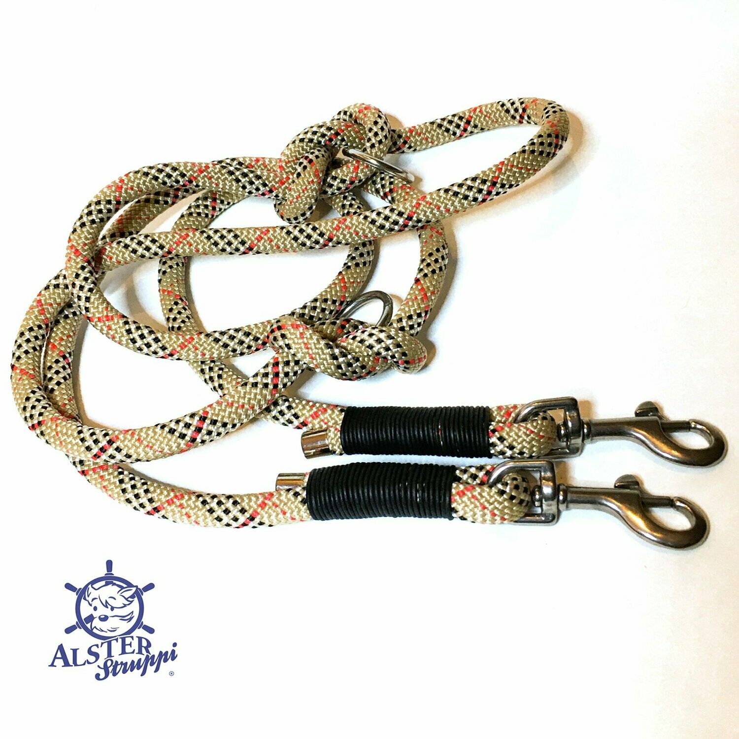 Hundeleine verstellbar beige rot schwarz weiß AlsterStruppi British Style