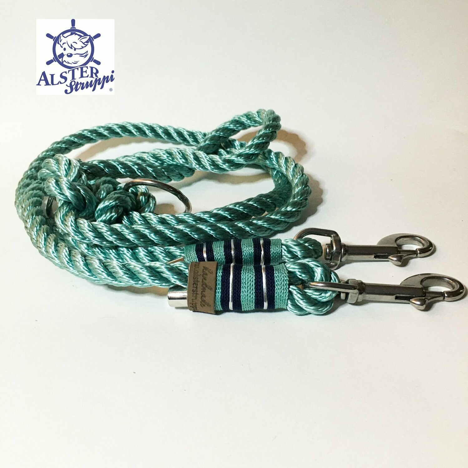 Hundeleine verstellbar mint blau silber AlsterStruppi Wunschlänge