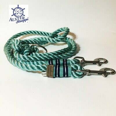 Hundeleine verstellbar mint blau silber AlsterStruppi Wunschlänge