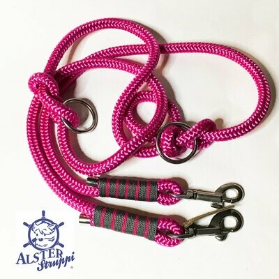 Hundeleine verstellbar fuchsia grau AlsterStruppi Wunschlänge