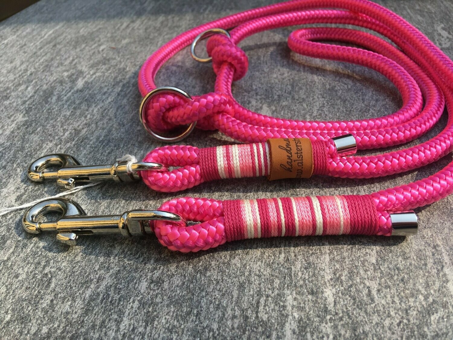 Hundeleine verstellbar pink rosa weiß AlsterStruppi Wunschlänge