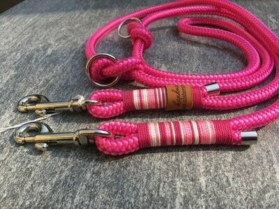 Hundeleine verstellbar pink rosa weiß AlsterStruppi Wunschlänge
