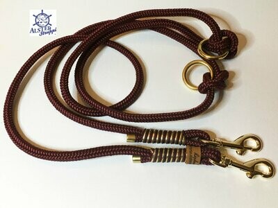 Hundeleine verstellbar bordeaux gold braun mit Leder AlsterStruppi Wunschlänge