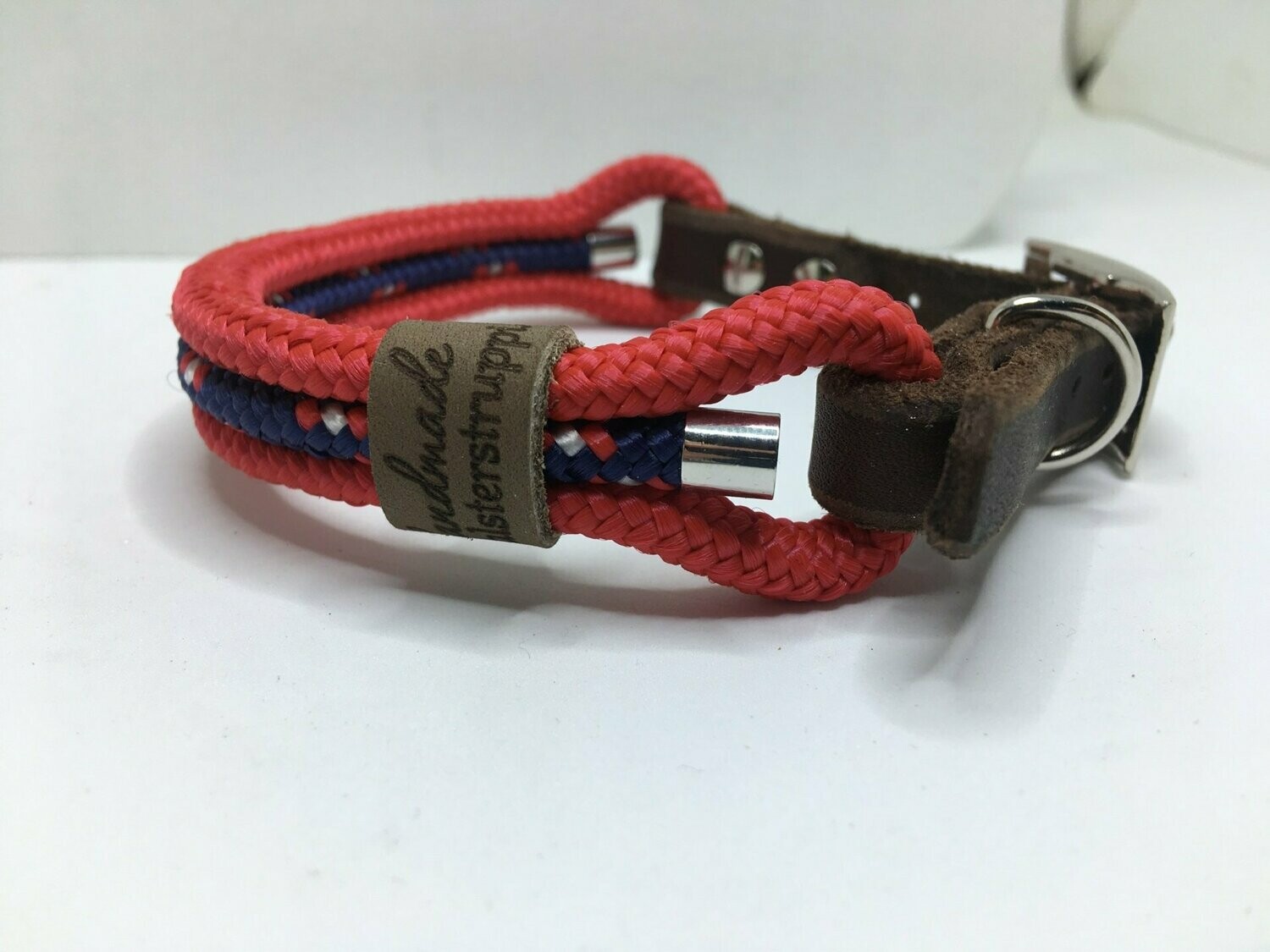 Hundehalsband blau rot weiß mit Schnalle ab 17 cm Halsumfang