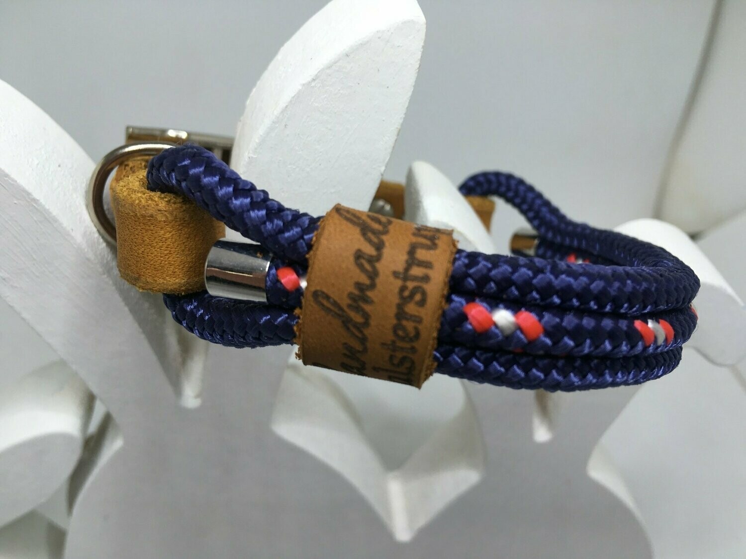 Hundehalsband blau rot weiß 3 fach mit Schnalle ab 17 cm Halsumfang