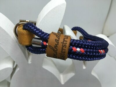 Hundehalsband blau rot weiß 3 fach mit Schnalle ab 17 cm Halsumfang