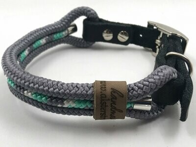 Hundehalsband grau mint weiß mit Schnalle ab 17 cm Halsumfang
