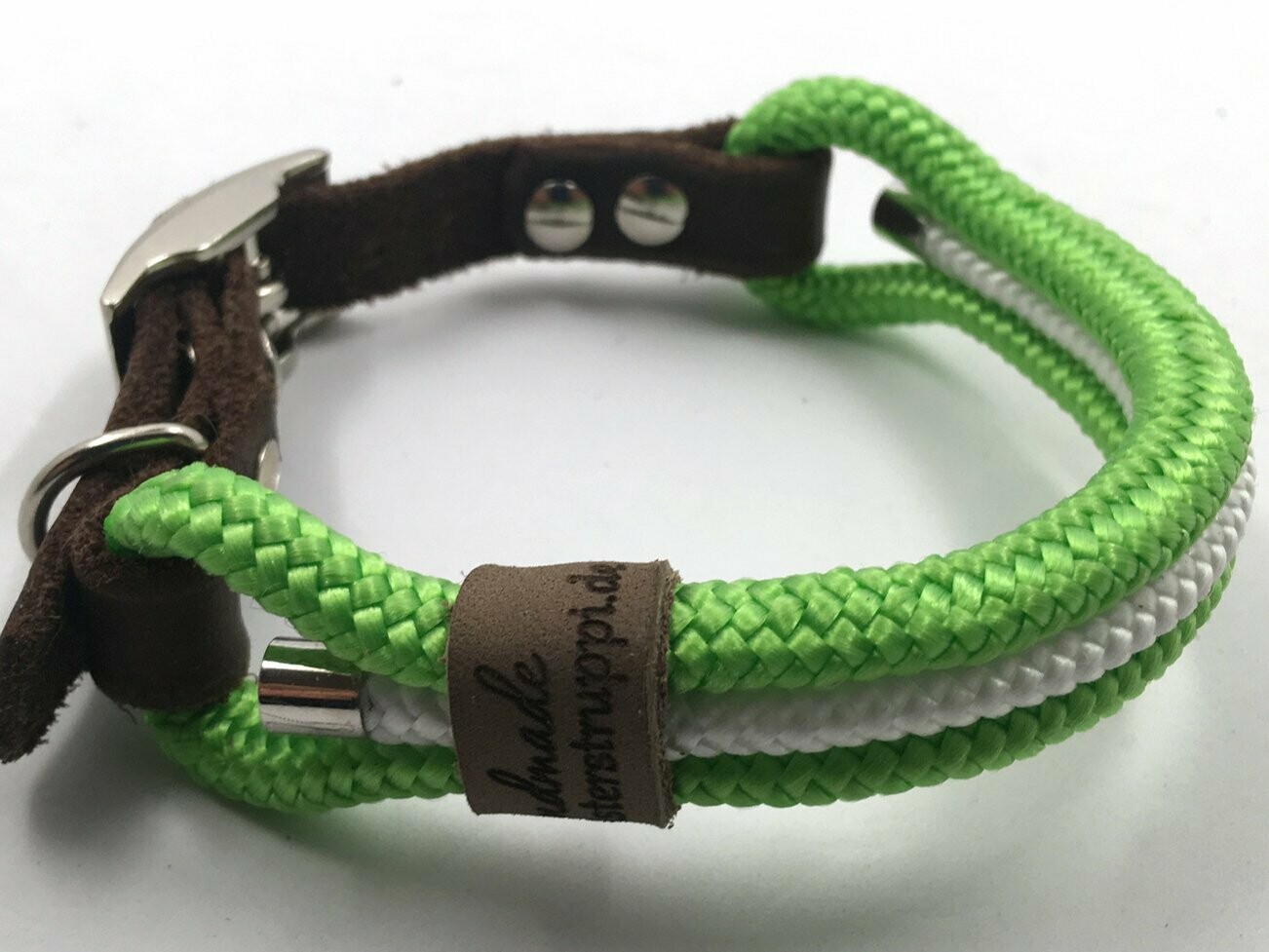 Hundehalsband grün weiß mit Schnalle ab 17 cm Halsumfang