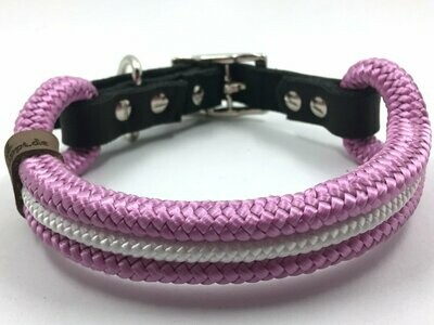 Hundehalsband altrosa weiß mit Schnalle ab 17 cm Halsumfang