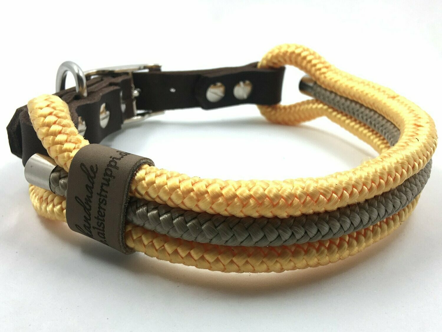Hundehalsband gelb beige mit Schnalle ab 17 cm Halsumfang