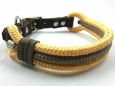Hundehalsband gelb beige mit Schnalle ab 17 cm Halsumfang