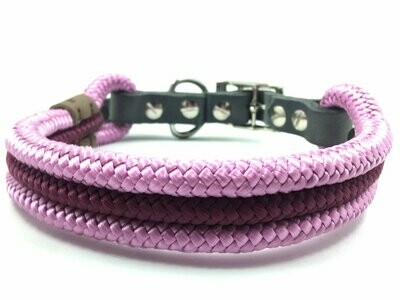 Hundehalsband altrosa bordeauxrot mit Schnalle ab 17 cm Halsumfang