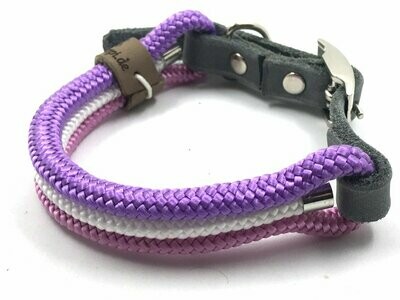 Hundehalsband flieder weiß altrosa mit Schnalle ab 17 cm Halsumfang