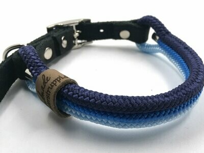 Hundehalsband blau 3 Blautöne mit Schnalle ab 17 cm Halsumfang