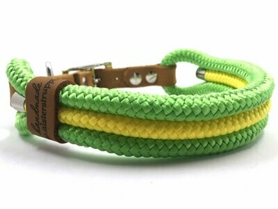Hundehalsband grün gelb mit Schnalle ab 17 cm Halsumfang