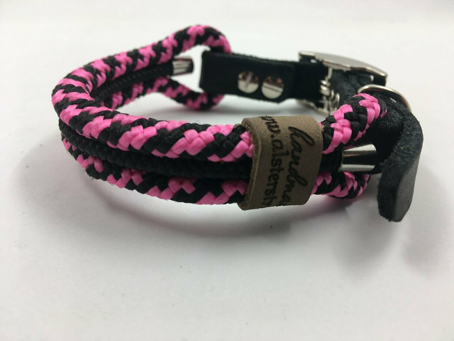 Hundehalsband schwarz pink mit Schnalle ab 17 cm Halsumfang