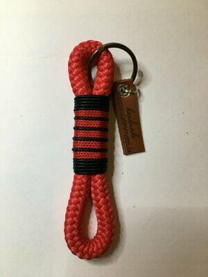 Schlüsselanhänger rot schwarz aus Tau mit Leder