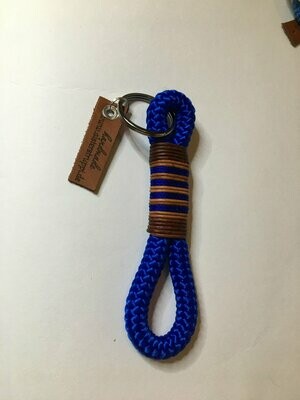 Schlüsselanhänger royalblau aus Tau mit Leder