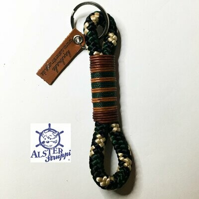 Schlüsselanhänger oliv aus Tau mit Leder