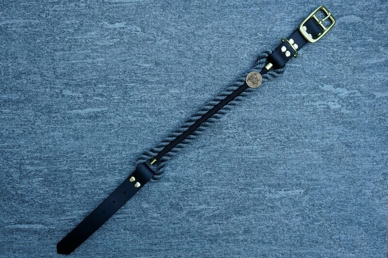 Hundehalsband grau schwarz mit Schnalle ab 25 cm Halsumfang
