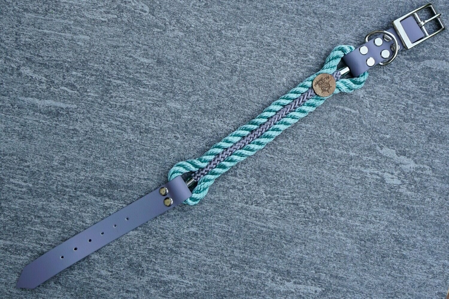 Hundehalsband mint grau mit Schnalle ab 25 cm Halsumfang