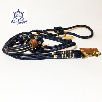 Leine Halsband Set, nachtblau und gold sehr edel
