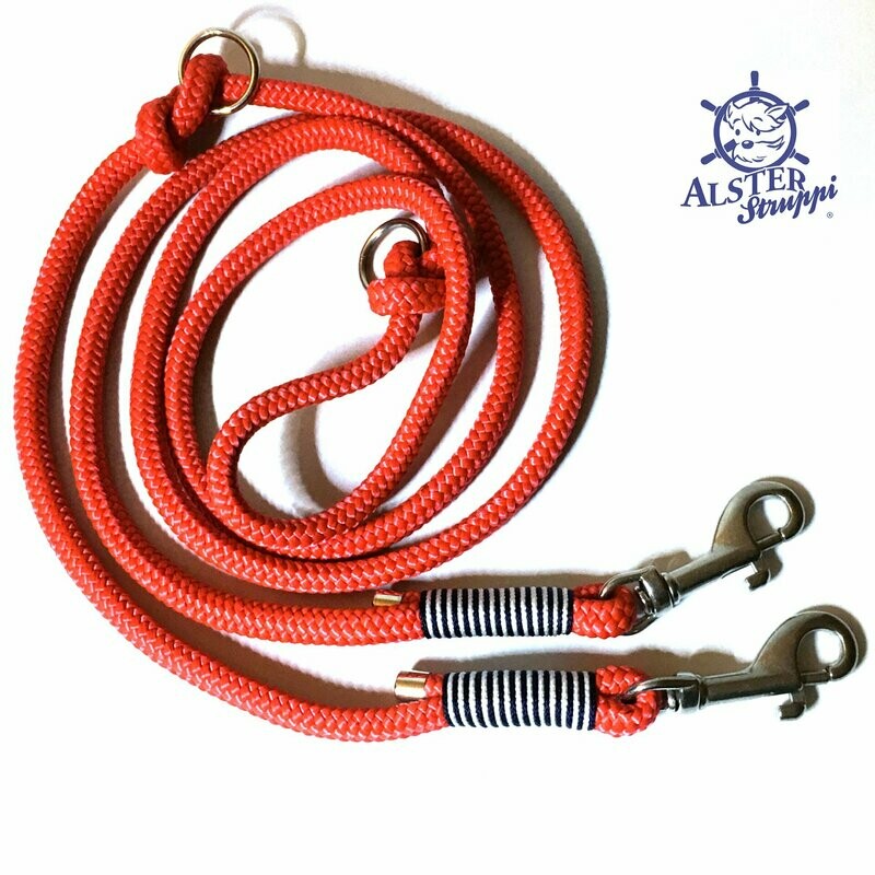 Hundeleine verstellbar rot, blau, weiß, Taustärke 6, 8 oder 10 mm, Wunschlänge