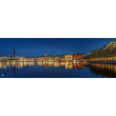 Hamburg Foto Datei - Sommernacht an der Binnenalster, Panorama, Höhe 60 cm - zum Selbstdruck