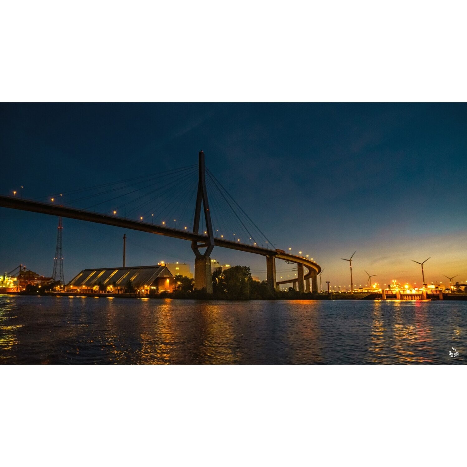 Hamburg Foto Datei - Köhlbrandbrücke bei Nacht, Höhe 100 cm - zum Selbstdruck