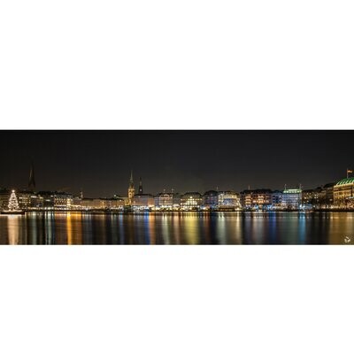 Hamburg Foto Datei - Weihnachts-Panorama der Hamburger Binnenalster, Abmessung nach Wunsch, max. Höhe 67,87 cm x Breite 208,42 cm - zum Selbstdruck, Lieferung per filesharing