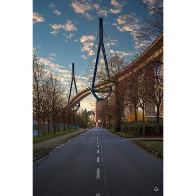 Hamburg Foto Datei, Köhlbrandbrücke im Abendlicht, max. Breite 187,11 x 280,53 cm, zum Selbstdruck, Lieferung per filesharing