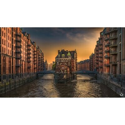Hamburg Foto Datei - Wasserschloss im sommerlichen Abendlicht, Abmessung nach Wunsch, max. Höhe 119,06 cm x Breite 211,67 cm - zum Selbstdruck, Lieferung per filesharing, ab 24 €