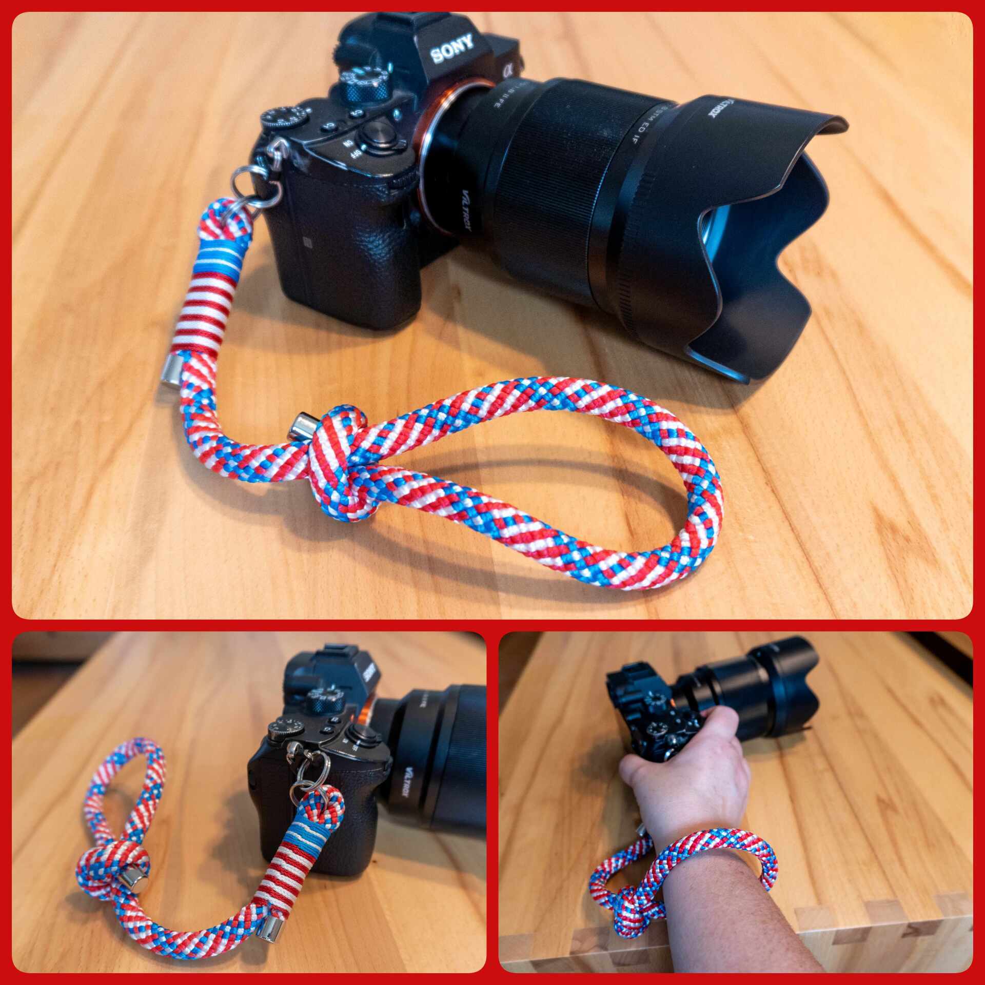 Kamera Handschlaufe, in Wunschfarbe auf Wunsch auch personalisiert