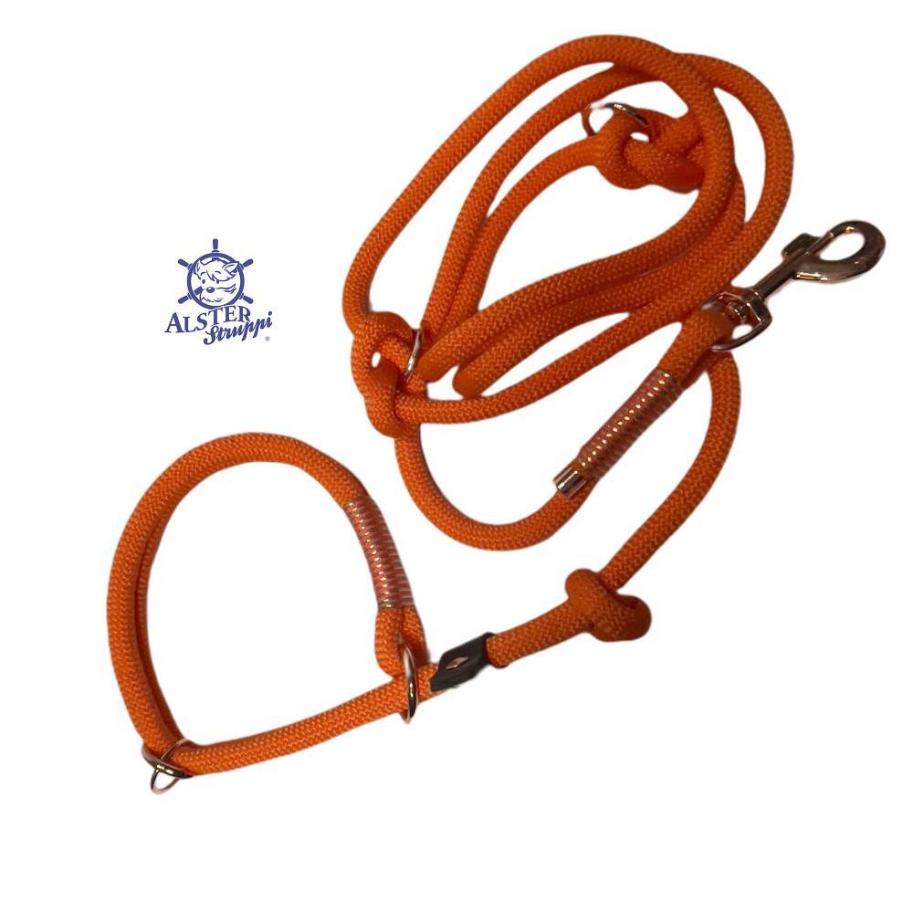 Retrieverleine, Tau, orange, rosegold, Wunschlänge