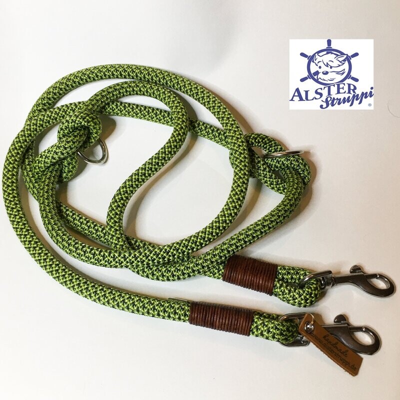 Leine Halsband Set Kletterseil, 3 Grüntön, Halsband auf Wunsch 2- oder 3 fach