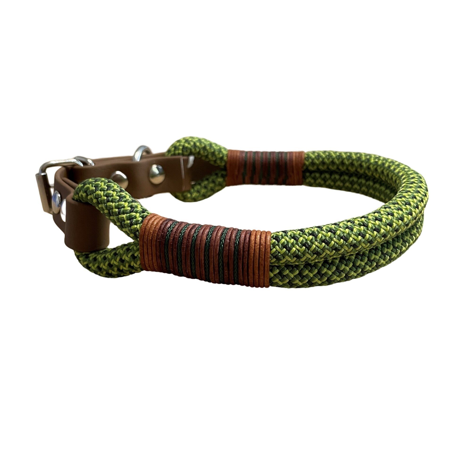 Leine Halsband Set Kletterseil, 3 Grüntön, Halsband auf Wunsch 2- oder 3 fach