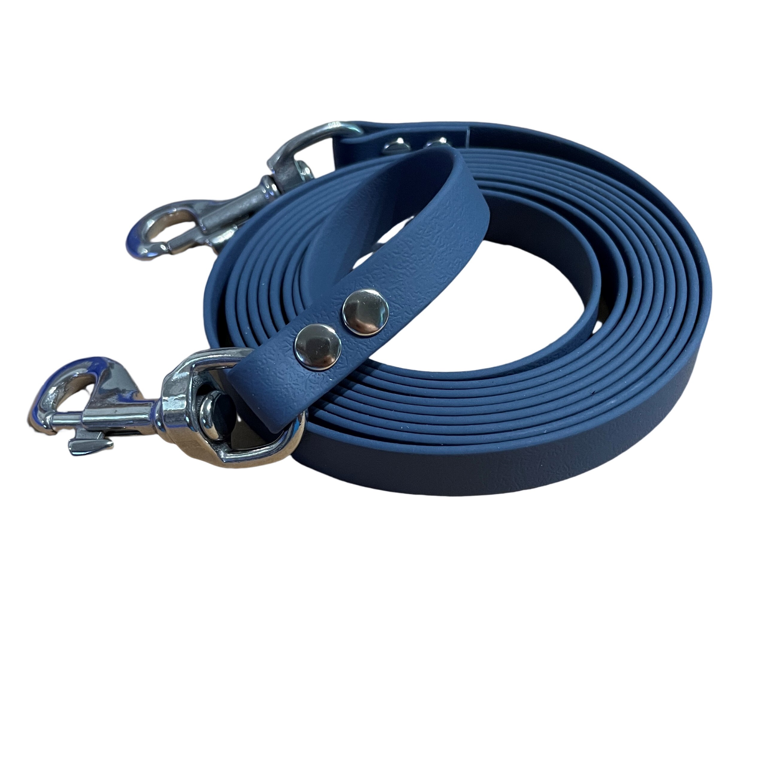 Tolle Führleine aus Coated Webbing, 16 mm Breite, petrol graublau, sehr leicht und abwaschbar, Länge nach Wunsch